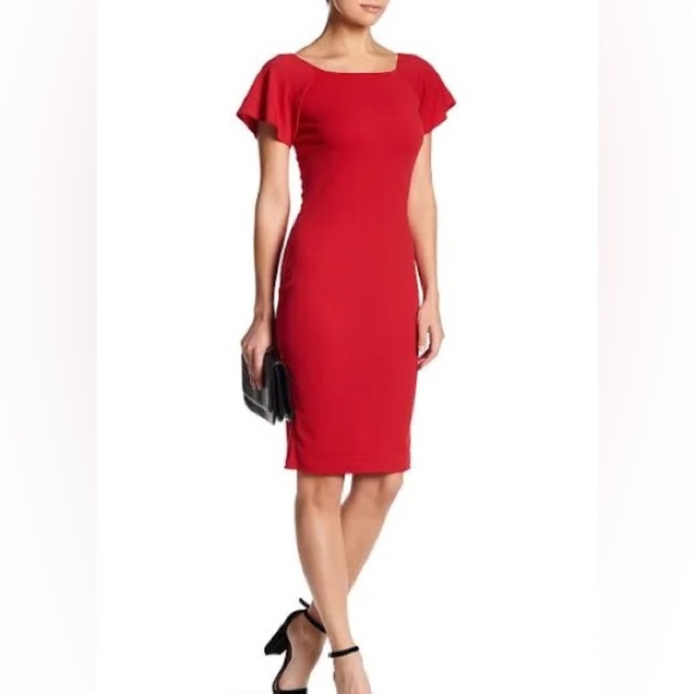 Green* NWOT Love Ady Ruffle Sleeve Midi Bodycon Dress